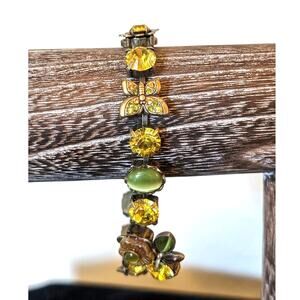 LaContessa by Mary DeMarco Vintage Green Rhinestone Bracelet